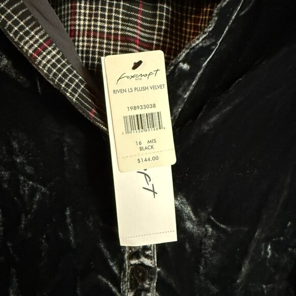 Foxcroft Riven Plush Velvet Shirt size 16, - Picture 3 of 6